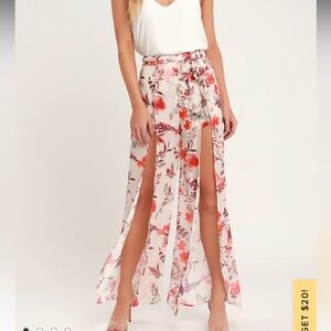 Lulus Ingrid floral ivory split pant
